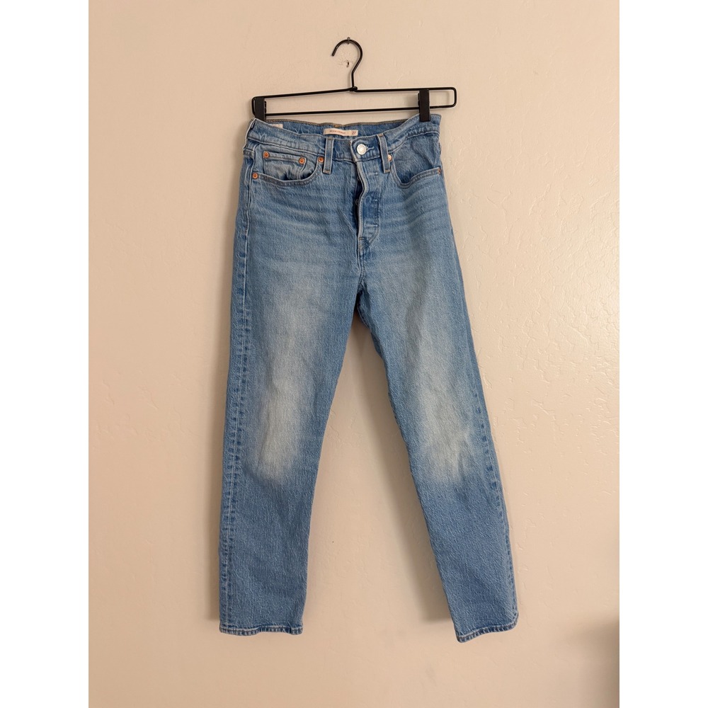 Levis Wedgie Straight Jeans Light Wash High Rise Button Fly Denim Pants 27